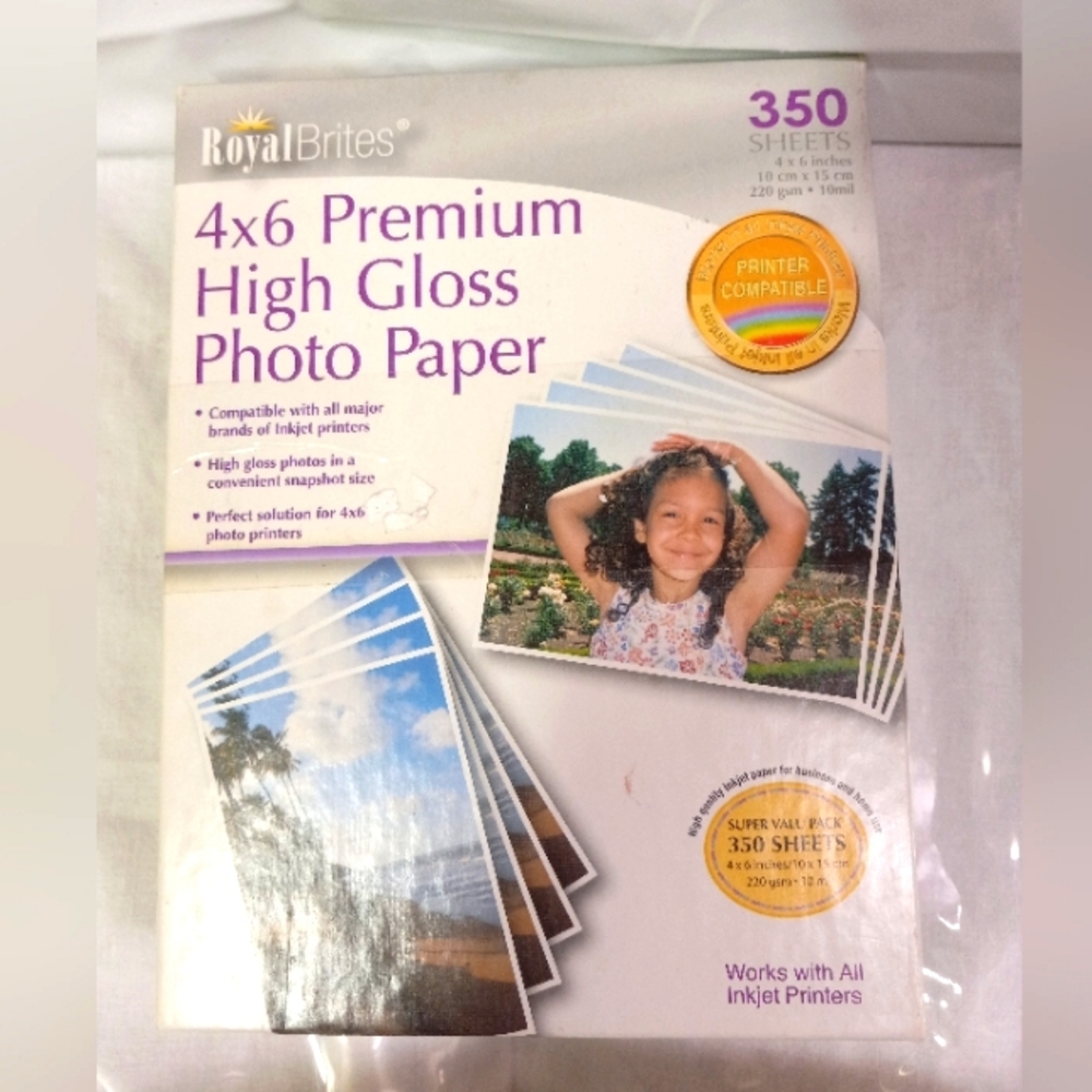 Royal Brites Premium High Gloss Photo Paper 350 Count Open Box